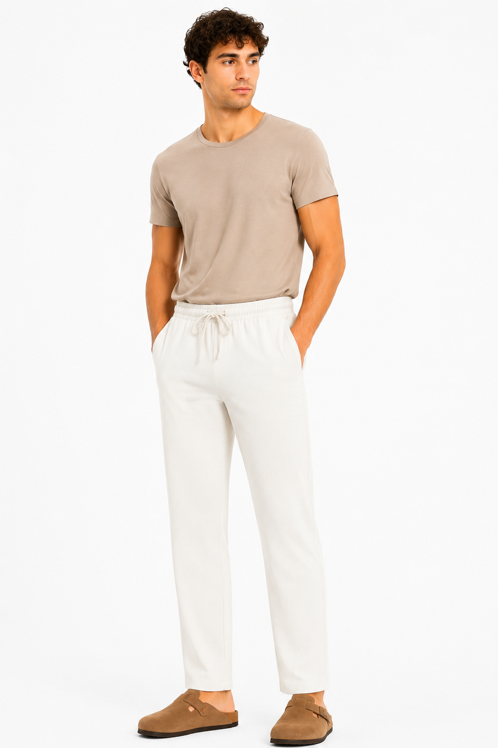 Relaxed Fit Linen Blend Trousers