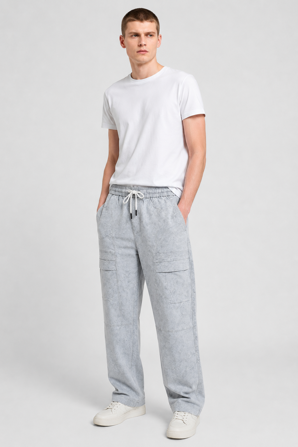 Baggy Fit Textured Cotton Trousers - Image 9