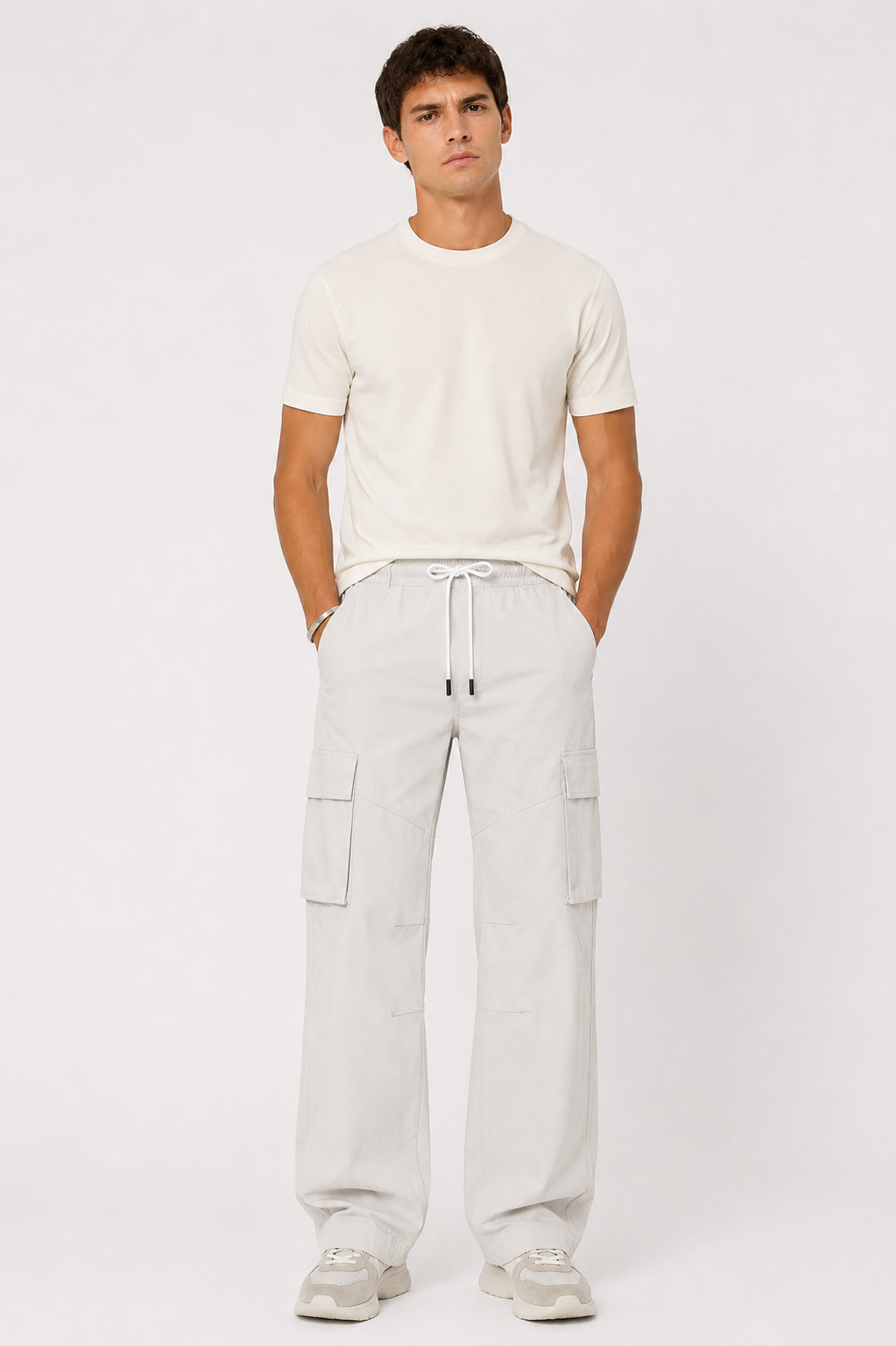 Baggy Fit Cargo Nylon Trousers