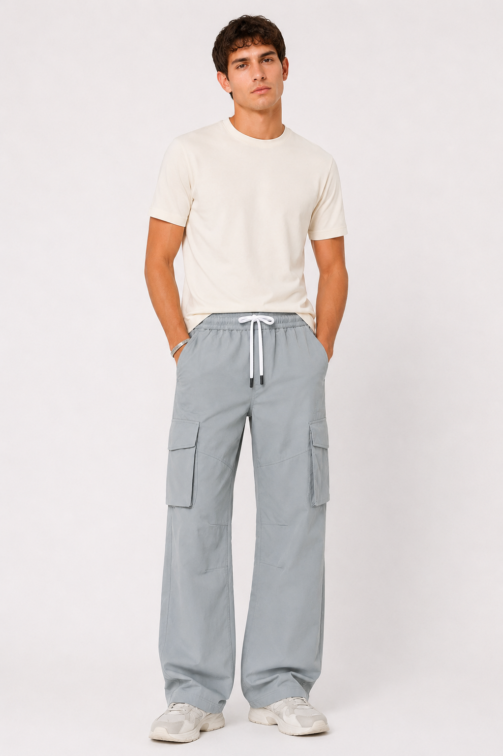 Baggy Fit Cargo Nylon Trousers - Image 4