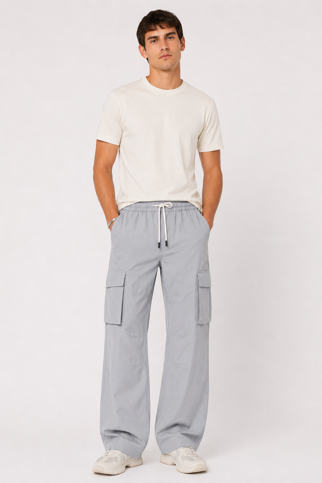 Baggy Fit Cargo Nylon Trousers - Image 7