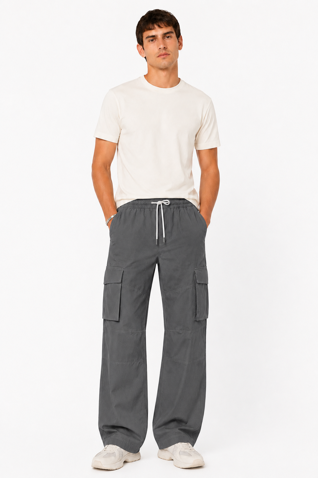 Baggy Fit Cargo Nylon Trousers - Image 10